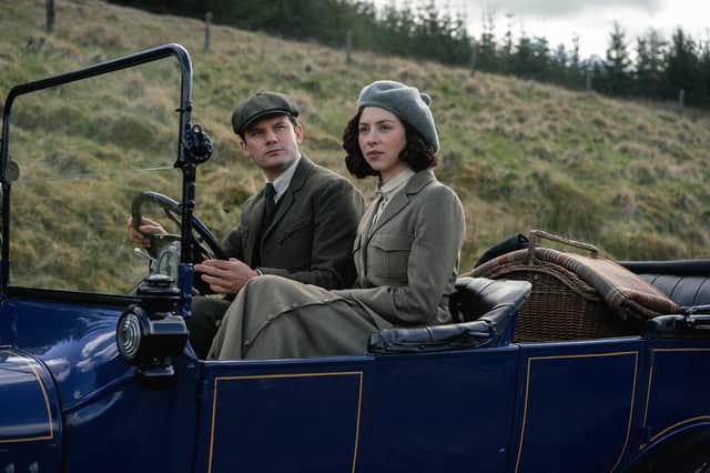 Outlander: Blood of My Blood will follow the parallel lives of Jamie and Claire's parents. Shown here are Claire's parents Henry Beauchamp (Jeremy Irvine) and Julia Moriston Beauchamp (Hermione Corfield).