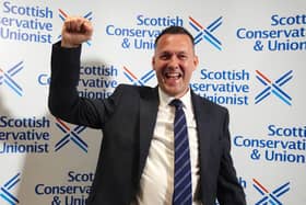 Russell Findlay after he is announced as new Scottish Conservatives leader, at the Radisson Hotel in Edinburgh. 