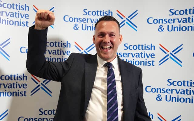 Russell Findlay after he is announced as new Scottish Conservatives leader, at the Radisson Hotel in Edinburgh.