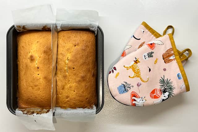 I was disappointed to realise I hadn't used enough pink food colouring in my Bake Off battenberg attempt.