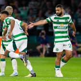Celtic's Cameron Carter-Vickers (right) is replaced by Auston Trusty during the 5-1 win over Slovan Bratislava in the Champions League. (Photo by Craig Williamson / SNS Group)