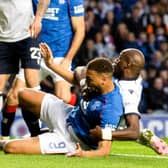 Rangers were awarded a penalty when Dundee's Mo Sylla fouled Cyriel Dessers in the box during the Premier Sports Cup quarter-final at Ibrox. (Photo by Alan Harvey / SNS Group)