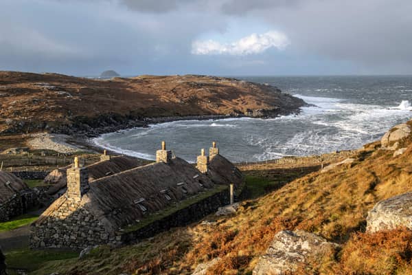 Gearrannan Blackhouse Village on the Isle Of Lewis (Photo by ANDY BUCHANAN / AFP)