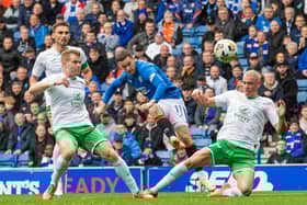 Tom Lawrence's strike won the game for Rangers at Ibrox against Hibs. Cr: SNS Group.