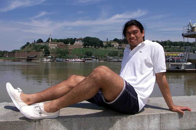 Caballero relaxes by the Danube as Dundee prepare for their Intertoto clash with FK Sartid in 2001.