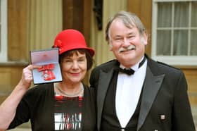 Author and playwright Julia Donaldson with her husband Malcolm after she was awarded an MBE for her services to literature by Queen Elizabeth II during an Investiture ceremony at Buckingham Palace in 2011. Picture: John Stillwell - WPA/Getty Images