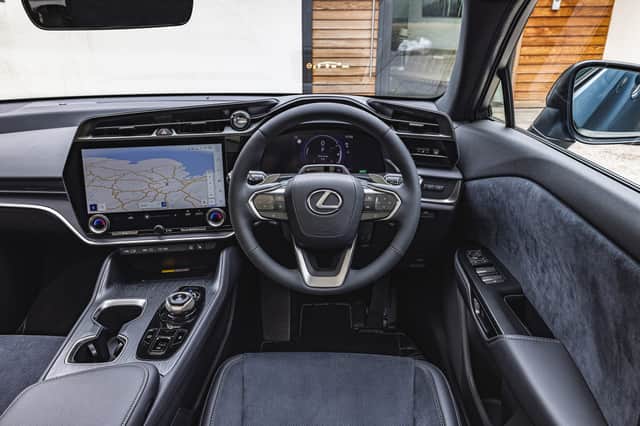 The interior in Aether Blue and black metalic bi-tone finish