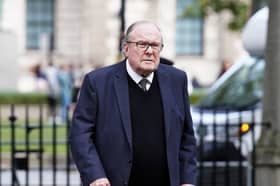 Michael Ancram arrives for a Service of Thanksgiving at St Margaret's Church in central London. Picture: PA
