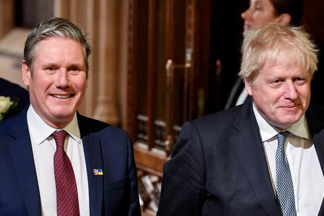 Two peas from the same pod? Keir Starmer and Boris Johnson may be more alike than you might expect (Picture: Toby Melville/WPA pool)