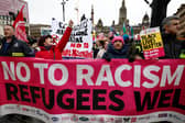People take part in a Stand Up To Racism protest in Glasgow's George Square (Picture: Jeff J Mitchell)
