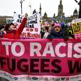 People take part in a Stand Up To Racism protest in Glasgow's George Square (Picture: Jeff J Mitchell)