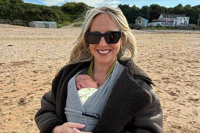 Alice Gregory with her newborn baby.