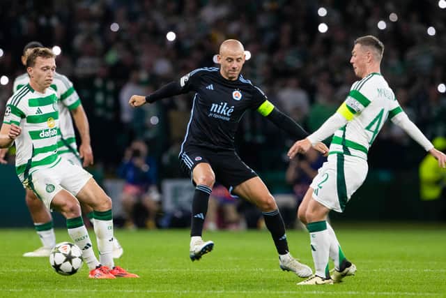 Slovan Bratislava's Vladamir Weiss in action against Celtic. (Photo by Alan Harvey / SNS Group)