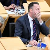 Russell Findlay, leader of the Scottish Conservative party,  during his first appearance in the role at First Minster's Questions. Picture: PA