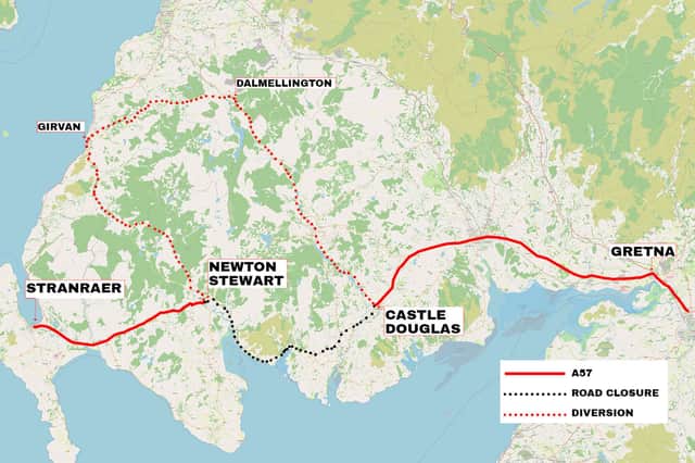 There was outrage when a 96-mile diversion was set up to accommodate roadworks on the A75