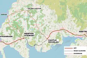 The diversion route in place on the A75