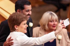 Former Scottish First Ministers Nicola Sturgeon and Humza Yousaf pose for a selfie during the 25th Anniversary celebrations of the Scottish Parliament at Scottish Parliament Building on Saturday last week (Picture: Jeff J Mitchell)