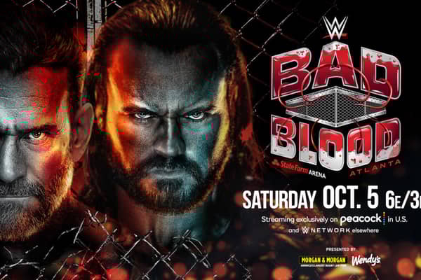 The bitter rivalry between CM Punk and Drew McIntyre reaches boiling point, as the pair square off inside the Hell in a Cell structure at WWE Bad Blood 2024.