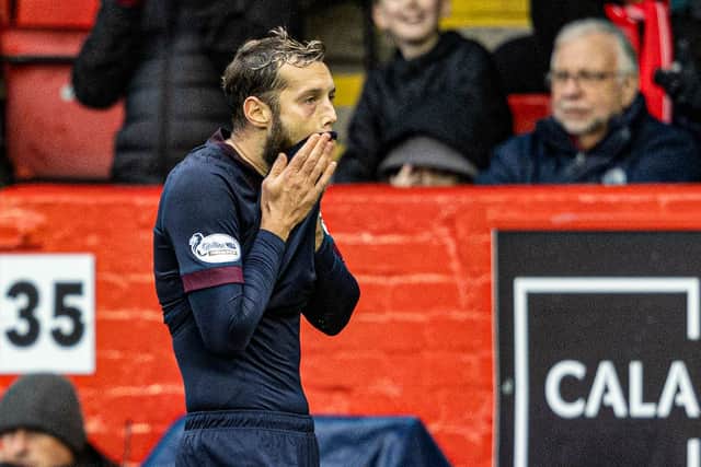 Hearts' Jorge Grant was sent off late on.