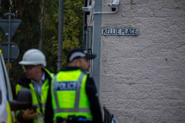 Police Scotland officers have attended the scene, alongside a specialist urban search and rescue team, a heavy rescue unit, one Scottish Fire and Rescue Service height appliance and four fire engines