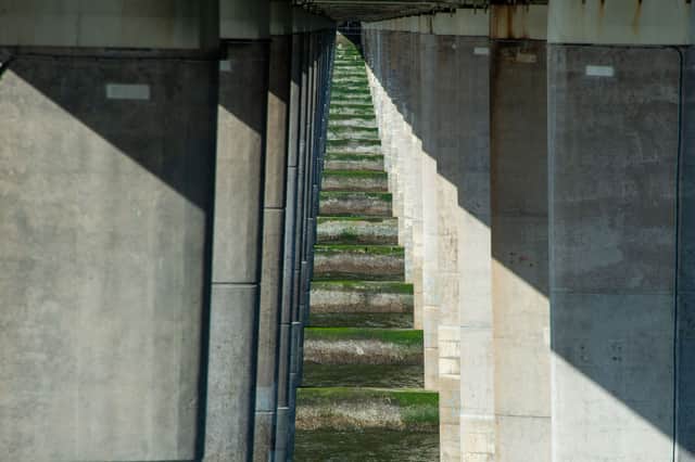 Columns supporting the Tay Road Bridge’s two carrigeways