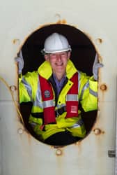 The Scotsman's Transport Correspondent at one of the tiny hatches providing access to the inside of the Tay Road Bridge