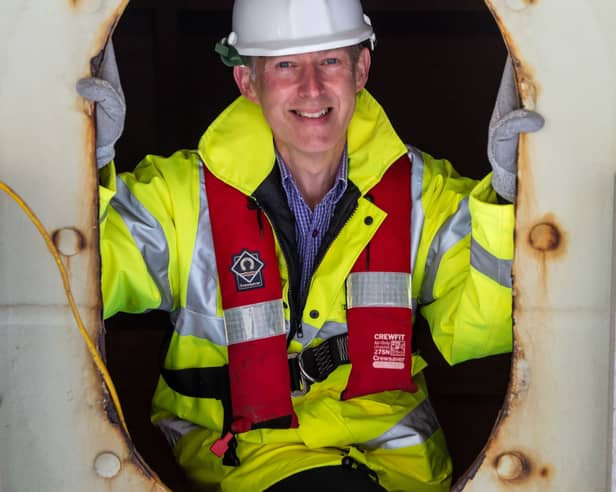 The Scotsman's Transport Correspondent at one of the tiny hatches providing access to the inside of the Tay Road Bridge