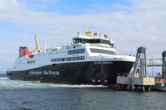 Glen Sannox undergoing successful berthing trials in Brodick this month