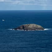 The Out Stack, the most northerly point of Scotland and the British Isles, which sits off the island of Unst in Shetland.