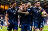 Callum McGregor celebrates his goal against Croatia at Hampden Park during Euro 2020. Cr: SNS Group.