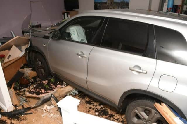 A picture taken of the vehicle driven into the funeral home. Picture: Police Scotland