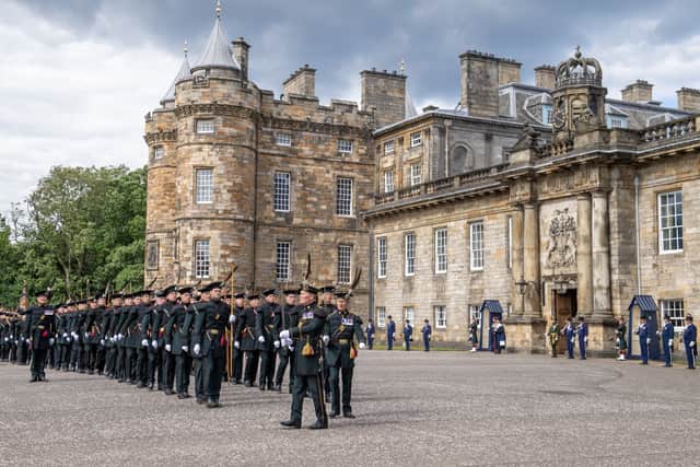 Members of the Royal Company of Archers at the Palace of Holyroodhouse in Edinburgh in July 2023. A new letter has shown Prince Charles Edward Stuart did throw a ball at the Palace of Holyroodhouse Picture: PA