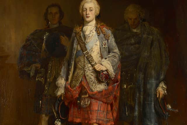 Bonnie Prince Charlie Entering the Ballroom at Holyroodhouse by John Pettie, c.1892

The painting is on public display in the Lobby of the Palace of Holyroodhouse.

  © Royal Collection Enterprises Limited 2024 | Royal Collection Trust