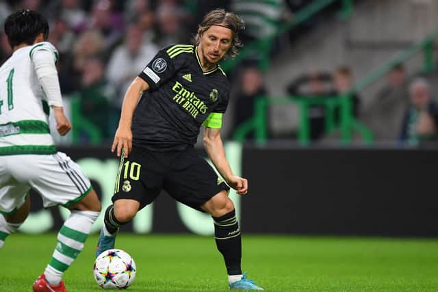 Luka Modric in action for Real Madrid during a 3-0 away victory at Celtic Park two seasons ago.