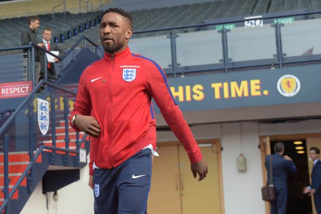 Jermain Defoe ahead of England's game against Scotland at Hampden Park in 2017. Cr: SNS Group.