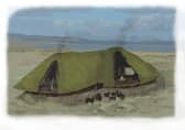 An artist’s impression of the workshop at Coultorsay on Islay, which was in operation around 1,500 years ago. PIC: GUARD.