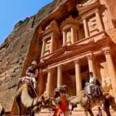 In real-life, a 'chalice' has been found in the hands of a skeleton in a secret tomb at the site of ancient Petra in Jordan (Picture: Marwan Naamani)