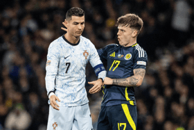 Cristiano Ronaldo endured a tough Hampden Park debut. Cr: SNS Group.