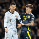 Cristiano Ronaldo endured a tough Hampden Park debut. Cr: SNS Group.