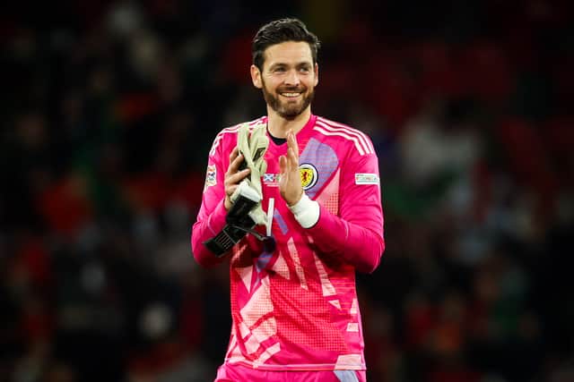 Craig Gordon is all smiles after Scotland's 0-0 draw with Portugal.