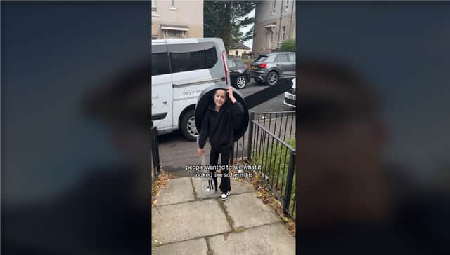 Dad creates frying pan Halloween costume for his daughter.