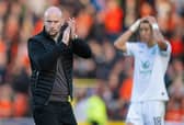 Hibs boss David Gray was left dejected at full-time after the 3-2 defeat to Dundee United.