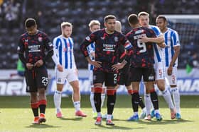Rangers captain James Tavernier looks dejected at full time after the 1-0 defeat at Kilmarnock. (Photo by Craig Williamson / SNS Group)