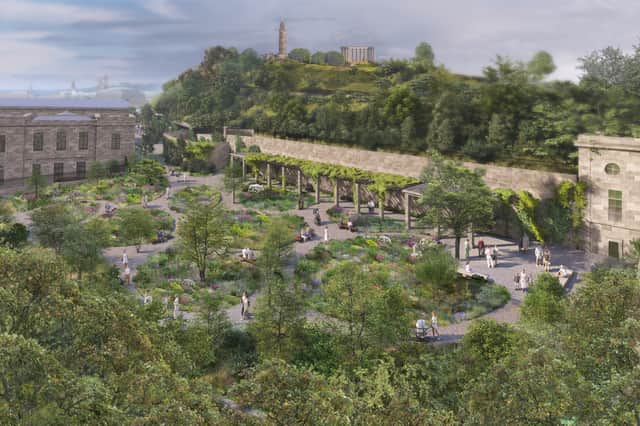 Two new gardens will be created on either side of Edinburgh's former Royal High School under plans to turn it into a National Centre for Music. 