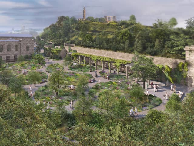 Two new gardens will be created on either side of Edinburgh's former Royal High School under plans to turn it into a National Centre for Music. 