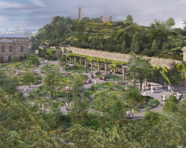 Two new gardens will be created on either side of Edinburgh's former Royal High School under plans to turn it into a National Centre for Music. 