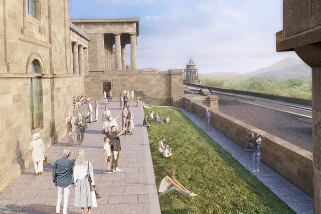 A terrace boasting panoramic views of Edinburgh will link two new gardens which will be created under plans to turn the city’s former Royal High School into a National Centre for Music.