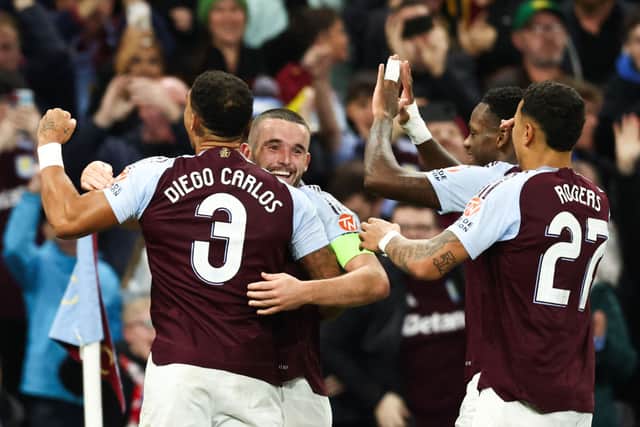 John McGinn celebrates his goal vs Bologna.