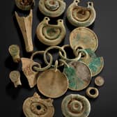  A selection of Bronze Age objects from the Peebles Hoard , including the rattle pendant. PIC: © National Museums Scotland