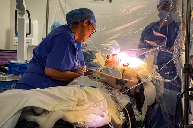 Brooke MacFadyen, 24, from Coatbridge, undergoing Awake Craniotomy surgery. Picture: NHSGGC